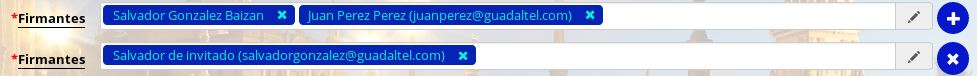 Lineas de firmas con firmantes de Portafirmas e invitados